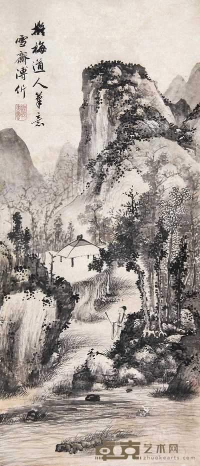 溥伒 溪山策杖 立轴 72×32cm
